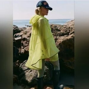 Free People Neon Yellow Hooded Swim Cover-Up